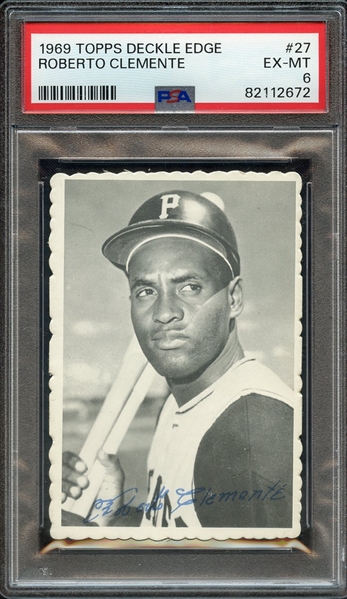 1969 TOPPS DECKLE EDGE 27 ROBERTO CLEMENTE PSA EX-MT 6