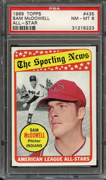 1969 TOPPS 435 SAM McDOWELL ALL-STAR PSA NM-MT 8