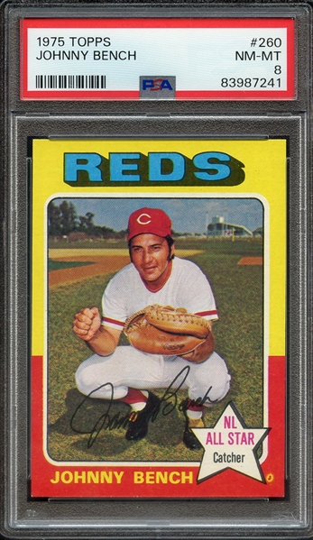 1975 TOPPS 260 JOHNNY BENCH PSA NM-MT 8