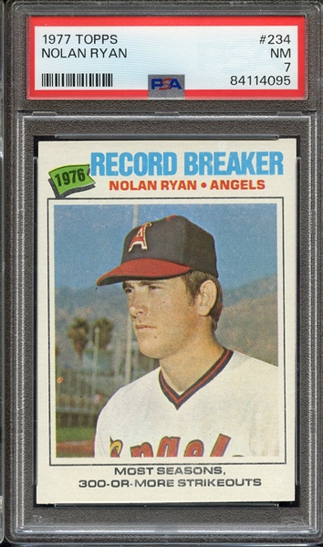 1977 TOPPS 234 NOLAN RYAN PSA NM 7