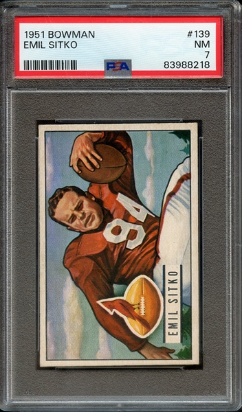 1951 BOWMAN 139 EMIL SITKO PSA NM 7