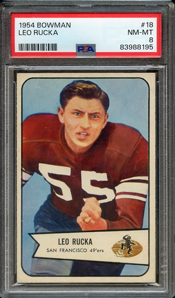 1954 BOWMAN 18 LEO RUCKA PSA NM-MT 8