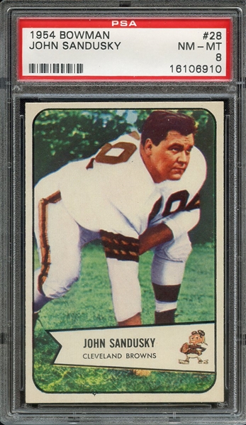 1954 BOWMAN 28 JOHN SANDUSKY PSA NM-MT 8