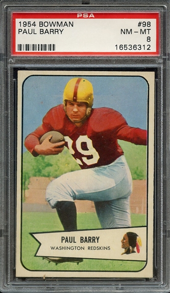 1954 BOWMAN 98 PAUL BARRY PSA NM-MT 8