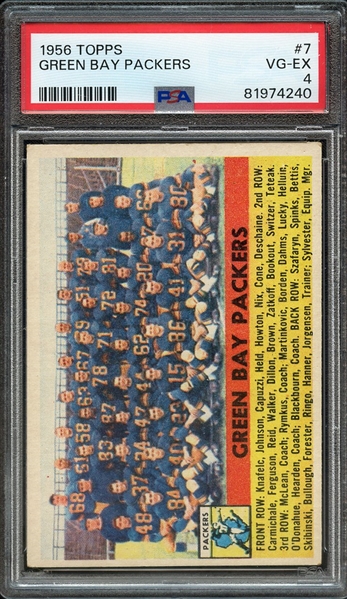 1956 TOPPS 7 GREEN BAY PACKERS PSA VG-EX 4