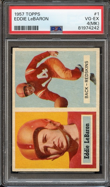 1957 TOPPS 1 EDDIE LeBARON PSA VG-EX 4 (MK)