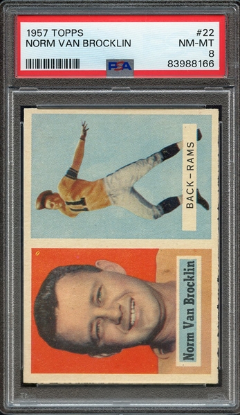 1957 TOPPS 22 NORM VAN BROCKLIN PSA NM-MT 8