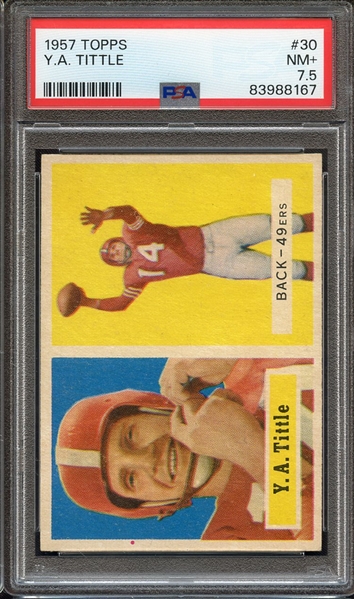 1957 TOPPS 30 Y.A. TITTLE PSA NM+ 7.5