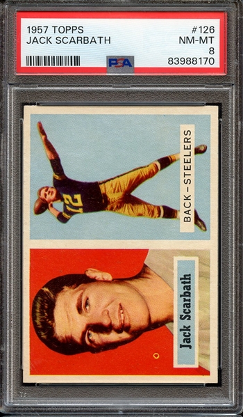 1957 TOPPS 126 JACK SCARBATH PSA NM-MT 8