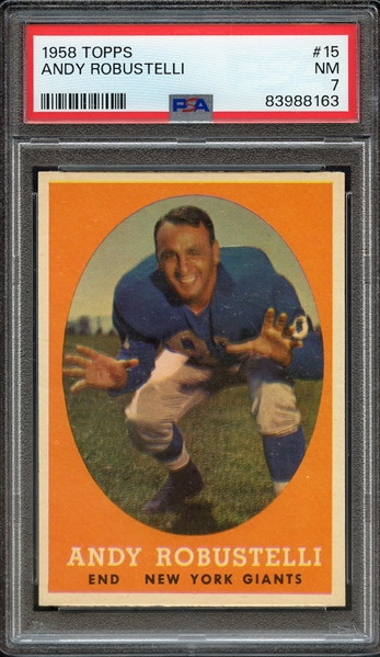 1958 TOPPS 15 ANDY ROBUSTELLI PSA NM 7