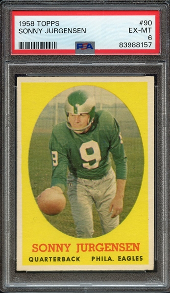 1958 TOPPS 90 SONNY JURGENSEN PSA EX-MT 6