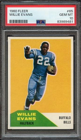 1960 FLEER 65 WILLIE EVANS PSA GEM MT 10