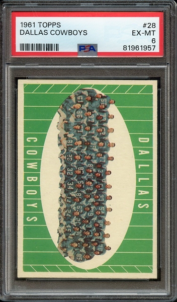 1961 TOPPS 28 DALLAS COWBOYS PSA EX-MT 6