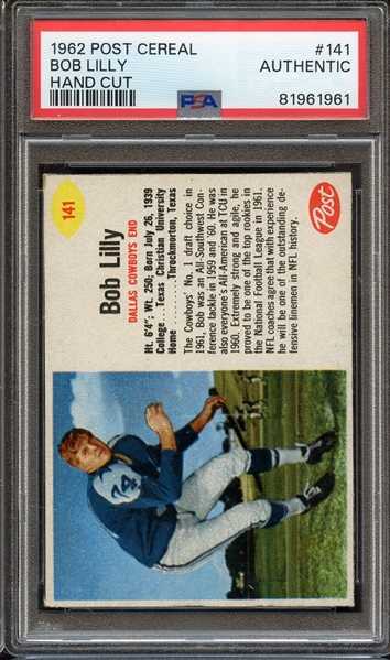 1962 POST CEREAL 141 BOB LILLY HAND CUT PSA AUTHENTIC