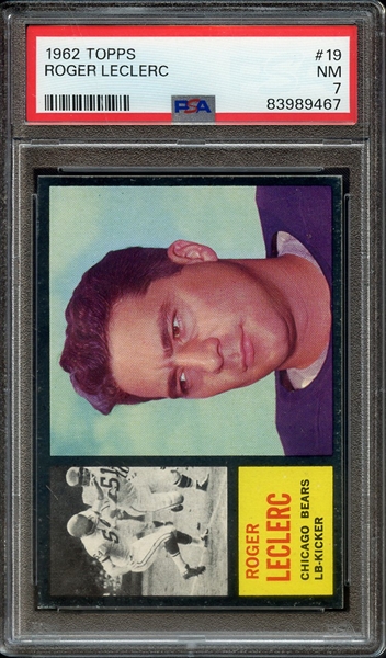 1962 TOPPS 19 ROGER LECLERC PSA NM 7