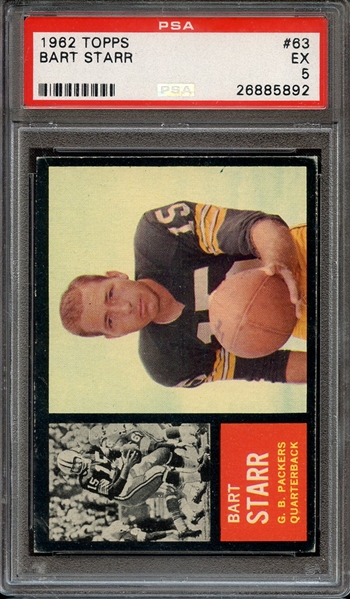 1962 TOPPS 63 BART STARR PSA EX 5