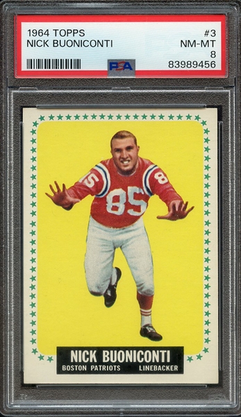 1964 TOPPS 3 NICK BUONICONTI PSA NM-MT 8