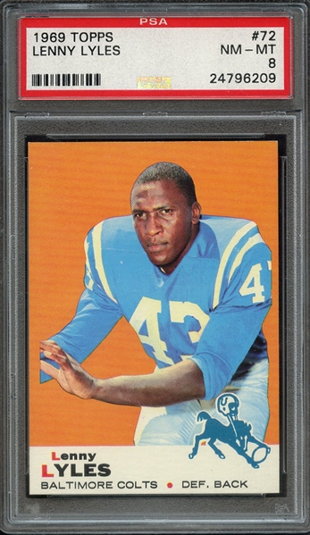 1969 TOPPS 72 LENNY LYLES PSA NM-MT 8