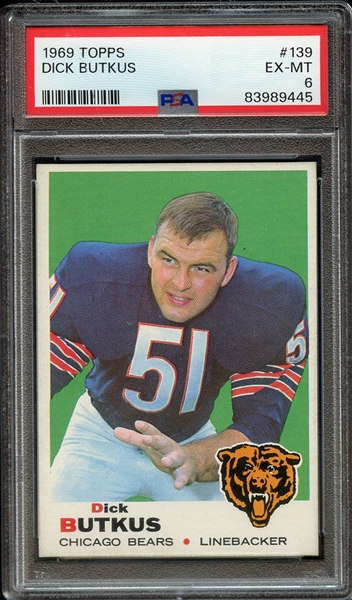 1969 TOPPS 139 DICK BUTKUS PSA EX-MT 6