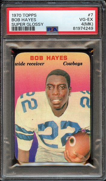 1970 TOPPS SUPER GLOSSY 7 BOB HAYES SUPER GLOSSY PSA VG-EX 4 (MK)