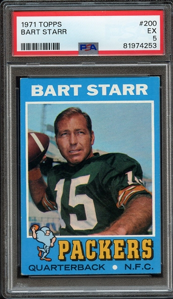 1971 TOPPS 200 BART STARR PSA EX 5