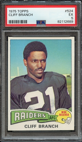 1975 TOPPS 524 CLIFF BRANCH PSA EX 5