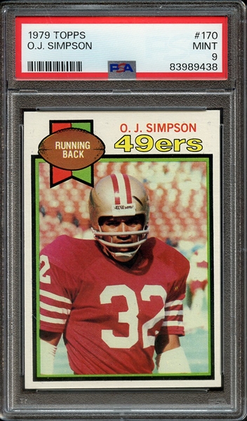 1979 TOPPS 170 O.J. SIMPSON PSA MINT 9