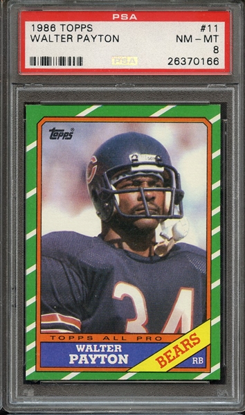 1986 TOPPS 11 WALTER PAYTON PSA NM-MT 8