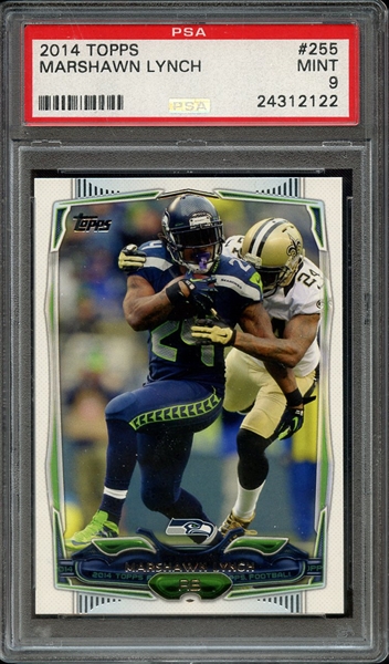 2014 TOPPS 255 MARSHAWN LYNCH PSA MINT 9