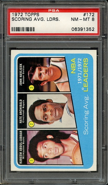 1972 TOPPS 172 SCORING AVG. LDRS. PSA NM-MT 8