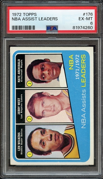 1972 TOPPS 176 NBA ASSIST LEADERS PSA EX-MT 6