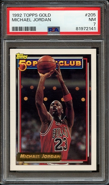 1992 TOPPS GOLD 205 MICHAEL JORDAN PSA NM 7