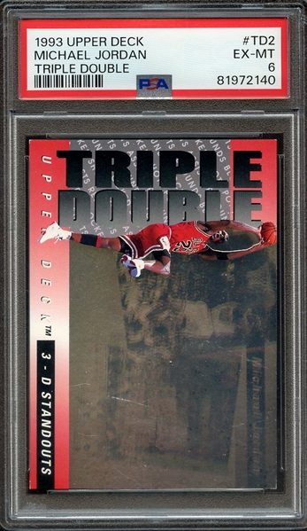 1993 UPPER DECK TRIPLE DOUBLE TD2 MICHAEL JORDAN TRIPLE DOUBLE PSA EX-MT 6