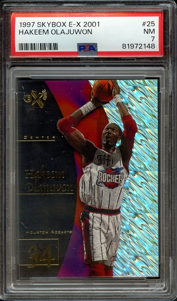 1997 SKYBOX E-X2001 25 HAKEEM OLAJUWON PSA NM 7