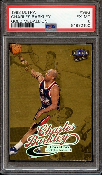 1998 ULTRA 98G CHARLES BARKLEY GOLD MEDALLION PSA EX-MT 6