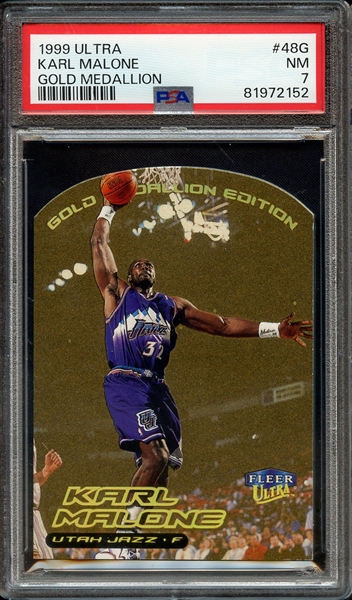 1999 ULTRA 48G KARL MALONE GOLD MEDALLION PSA NM 7