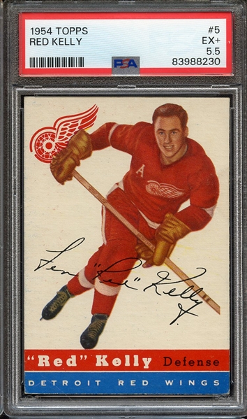 1954 TOPPS 5 RED KELLY PSA EX+ 5.5