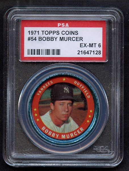 1971 TOPPS COINS 54 BOBBY MURCER PSA EX-MT 6