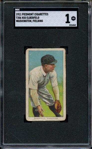 T206 1911 PIEDMONT KID ELBERFELD WASHINGTON FIELDING SGC PR 1