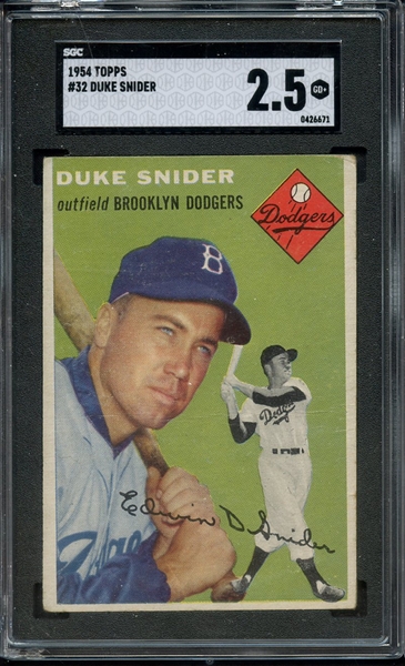 1954 TOPPS 32 DUKE SNIDER SGC GOOD+ 2.5