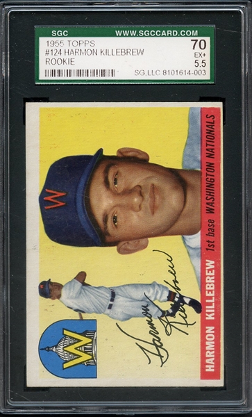 1955 TOPPS 124 HARMON KILLEBREW SGC EX+ 70 / 5.5