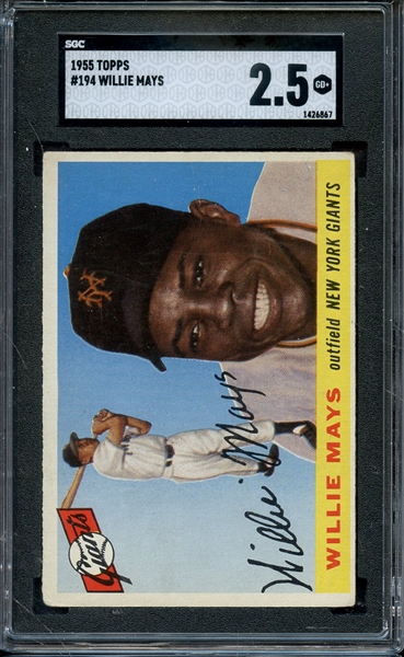 1955 TOPPS 194 WILLIE MAYS SGC GOOD+ 2.5