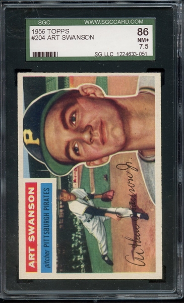 1956 TOPPS 204 ART SWANON SGC NM+ 86 / 7.5