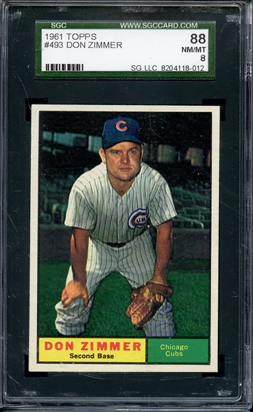 1961 TOPPS 493 DON ZIMMER SGC NM/MT 88 / 8