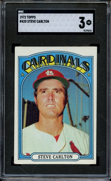 1972 TOPPS 420 STEVE CARLTON SGC VG 3