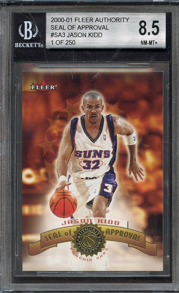 2000 FLEER AUTHORITY SA3 JASON KIDD SEAL OF APPROVAL 1 OF 250 BGS NM-MT+ 8.5