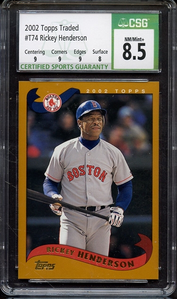 2002 TOPPS TRADED T74 RICKEY HENDERSON CSG NM-MT+ 8.5