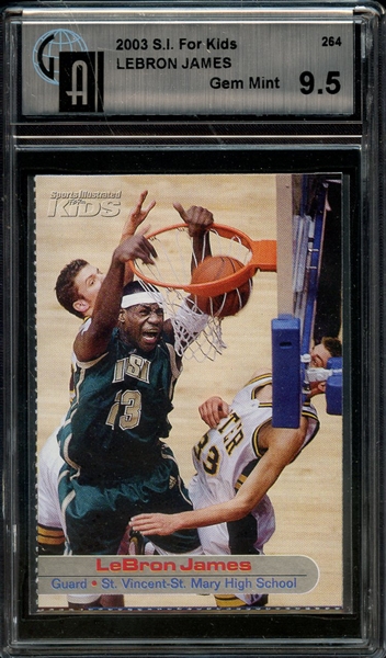 2003 SI FOR KIDS 264 LEBRON JAMES GAI GEM MINT 9.5