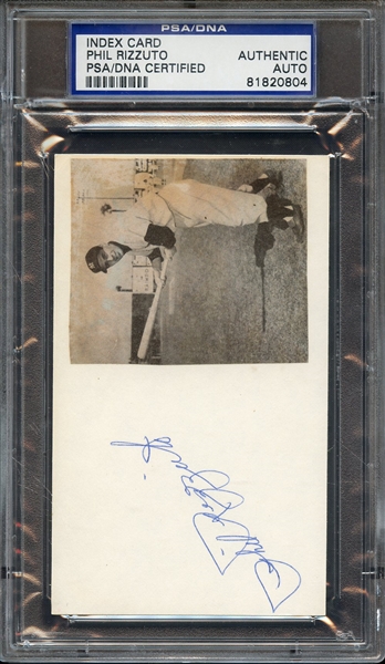 PHIL RIZZUTO SIGNED INDEX CARD PSA/DNA AUTO AUTHENTIC