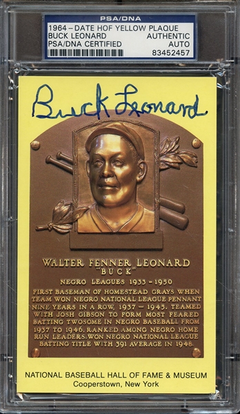 BUCK LEONARD SIGNED HOF POSTCARD PSA/DNA AUTO AUTHENTIC